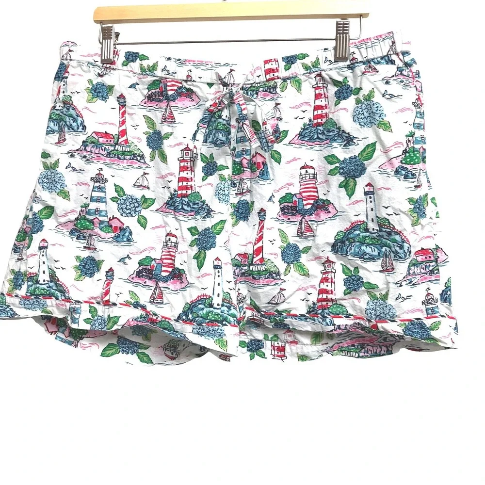 Printfresh Lighthouse Keeper Nautical White Pajama Shorts Organic Cotton XL